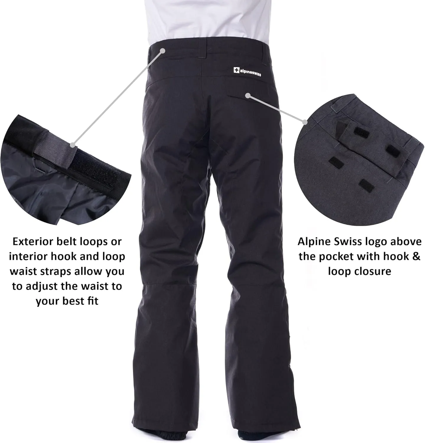 Alpine Swiss Mens Waterproof Ski Snowboarding Pants Insulated Winter Snow Pants