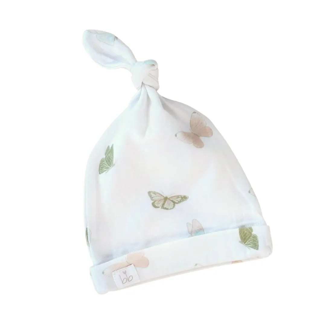 Bamboo Muslin Swaddle Blanket & Topknot Set - Butterflies