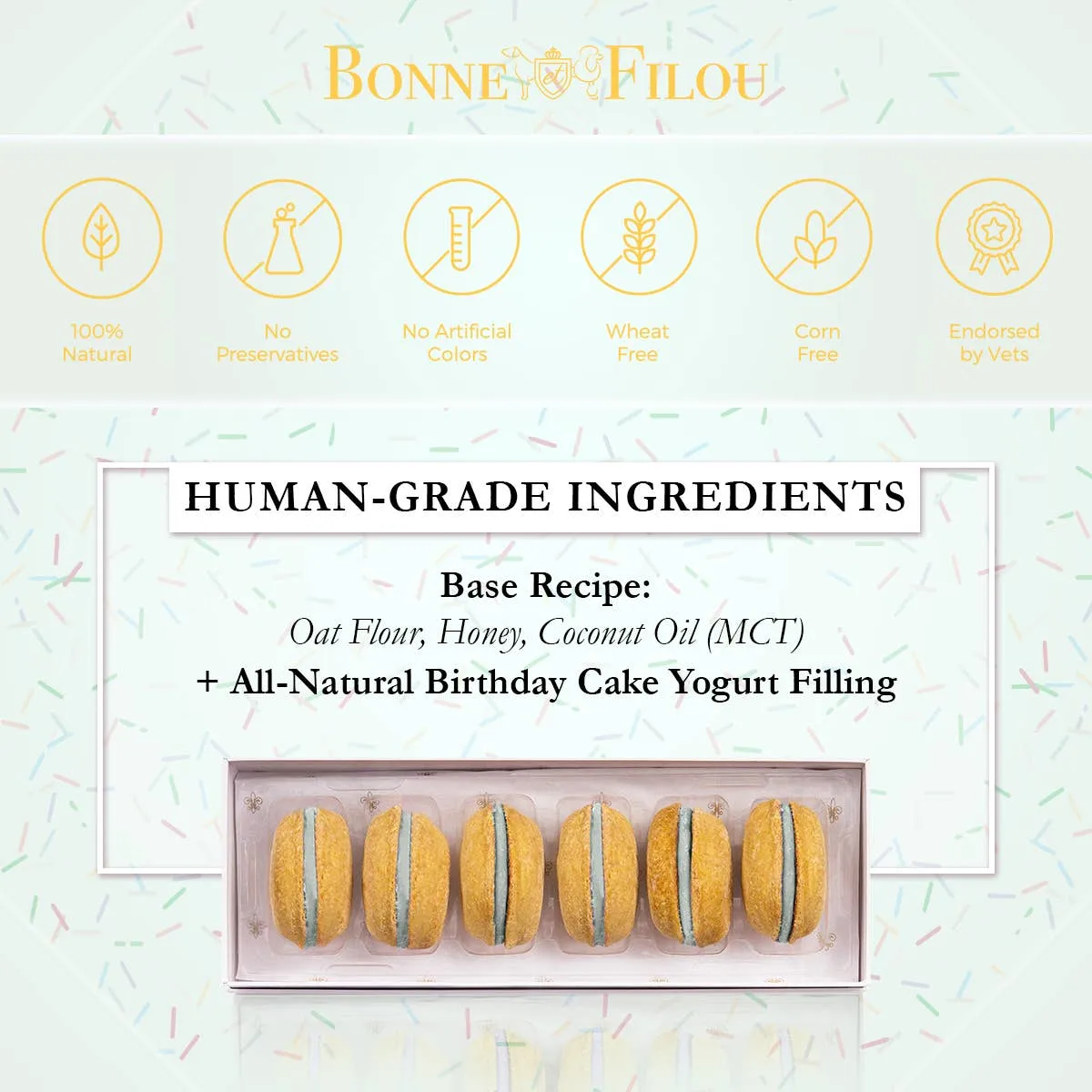 BIRTHDAY CAKE MACARON DOG TREATS