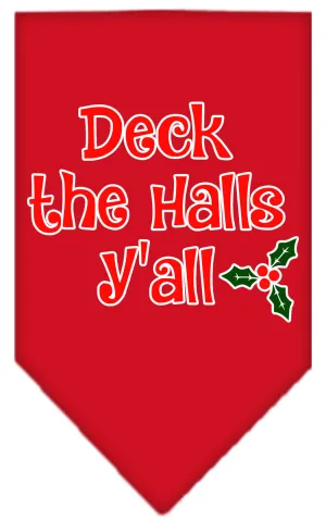Deck The Halls Y'all Screen Print Bandana Red Small