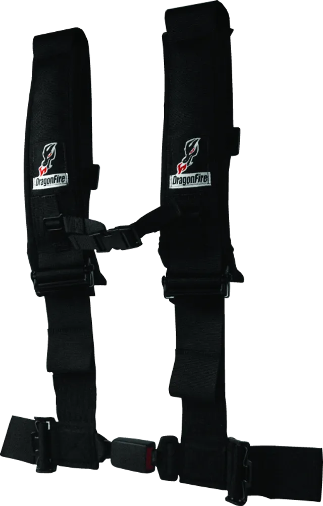 DragonFire Racing ATV Seat Belt Harness [2" or 3" Buckle 4 Point EZ-Adjust] Black or Red