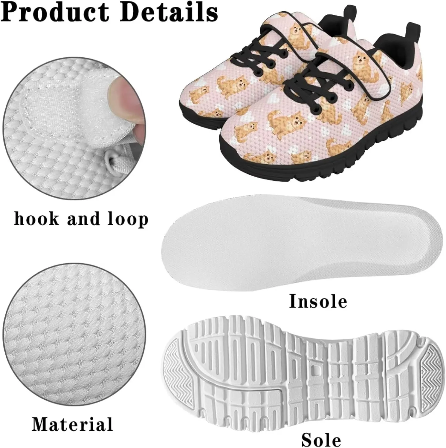 Girls Boys Dog Running Sneakers Lightweight Hiking Tennis Fitness Training Shoes for Little Kid