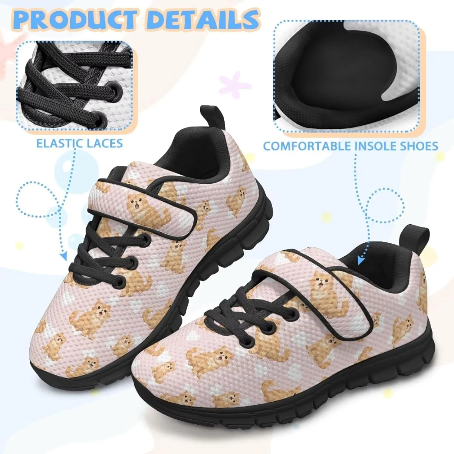 Girls Boys Dog Running Sneakers Lightweight Hiking Tennis Fitness Training Shoes for Little Kid