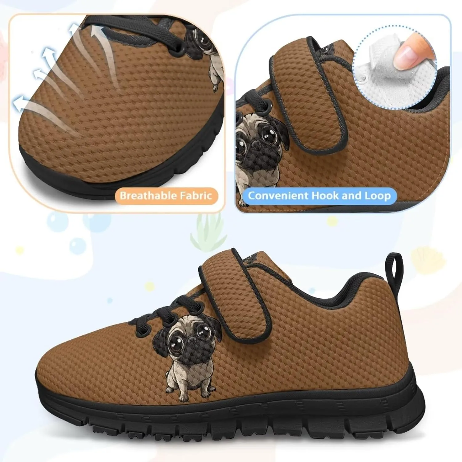 Girls Boys Dog Running Sneakers Lightweight Hiking Tennis Fitness Training Shoes for Little Kid