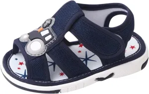 Infant Boys artoon Car Sandals Open Toe Non Slip Baby Walking Shoes Flat Soft Straps Breathable Rubber Sandals