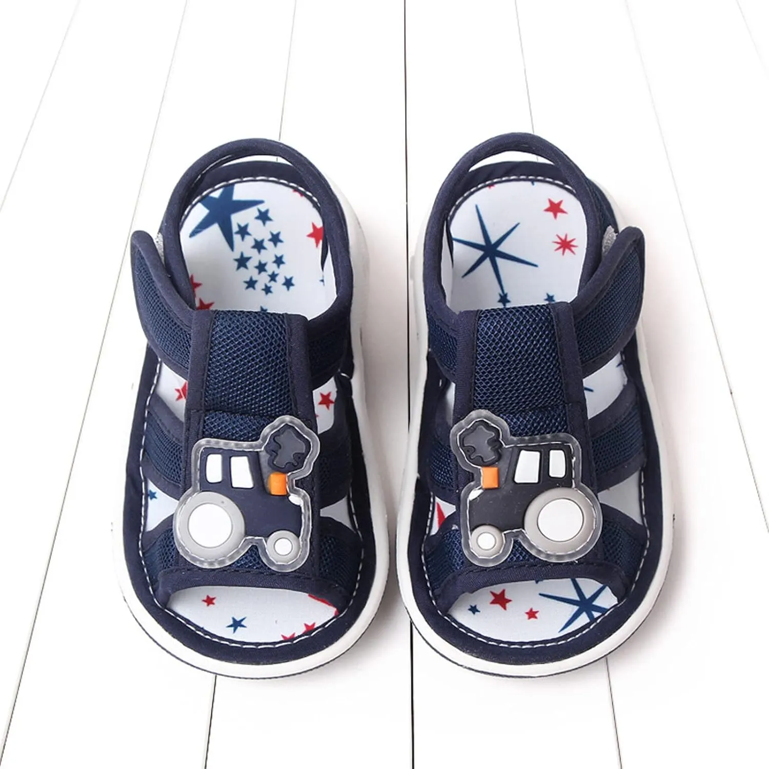 Infant Boys artoon Car Sandals Open Toe Non Slip Baby Walking Shoes Flat Soft Straps Breathable Rubber Sandals