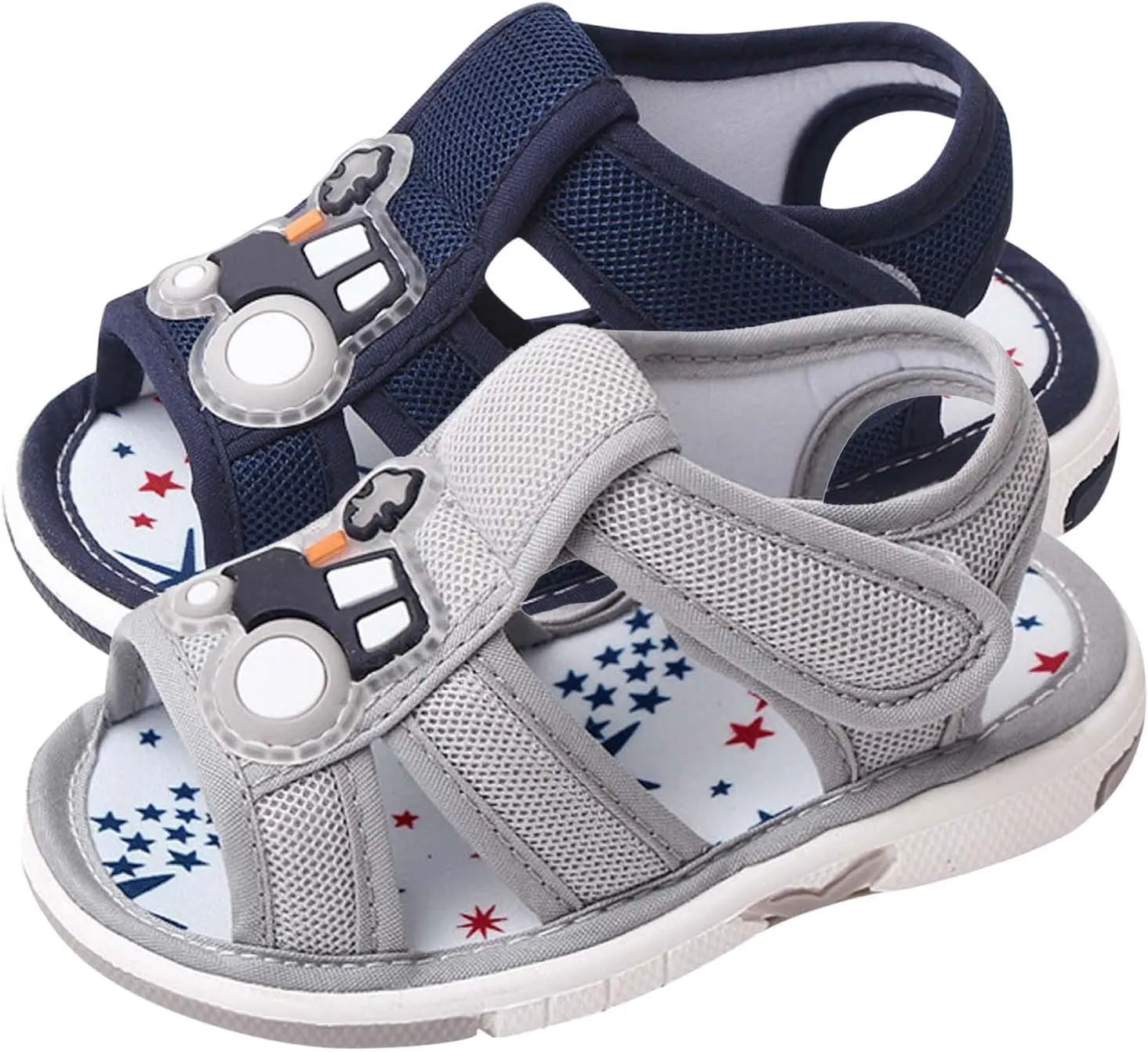 Infant Boys artoon Car Sandals Open Toe Non Slip Baby Walking Shoes Flat Soft Straps Breathable Rubber Sandals