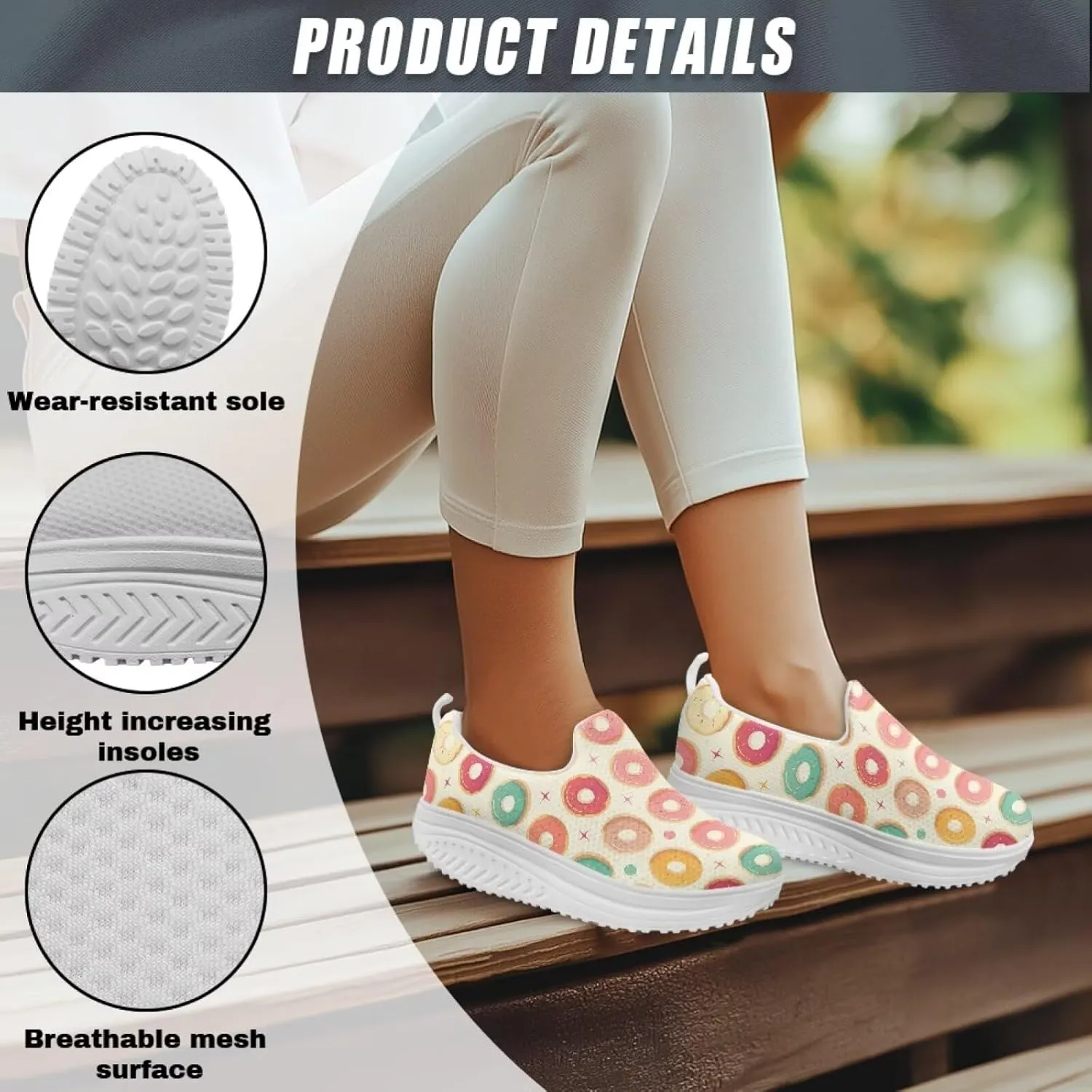 JoyLamoria Gourmet Womens Shoes Soft Comfort for Plantar Fasciitis Fruit Sneakers Mesh Casual Wedge Orthopedic Athletic