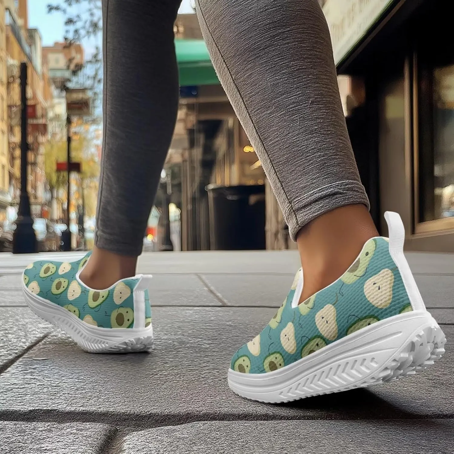 JoyLamoria Gourmet Womens Shoes Soft Comfort for Plantar Fasciitis Fruit Sneakers Mesh Casual Wedge Orthopedic Athletic