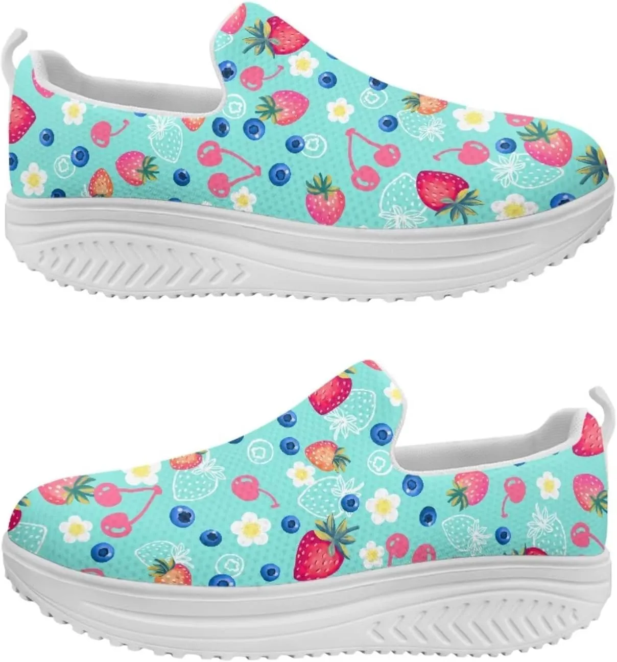 JoyLamoria Gourmet Womens Shoes Soft Comfort for Plantar Fasciitis Fruit Sneakers Mesh Casual Wedge Orthopedic Athletic