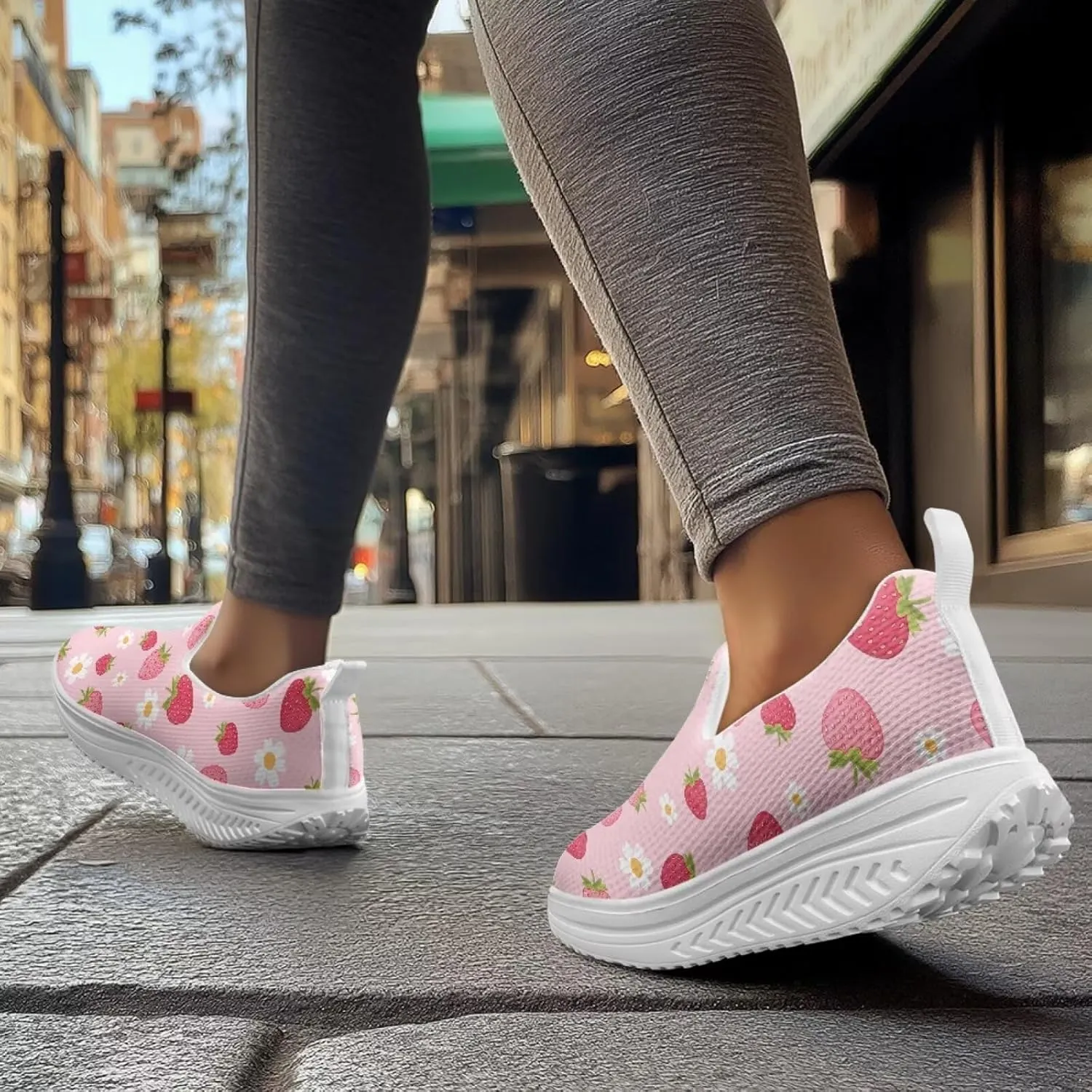 JoyLamoria Gourmet Womens Shoes Soft Comfort for Plantar Fasciitis Fruit Sneakers Mesh Casual Wedge Orthopedic Athletic