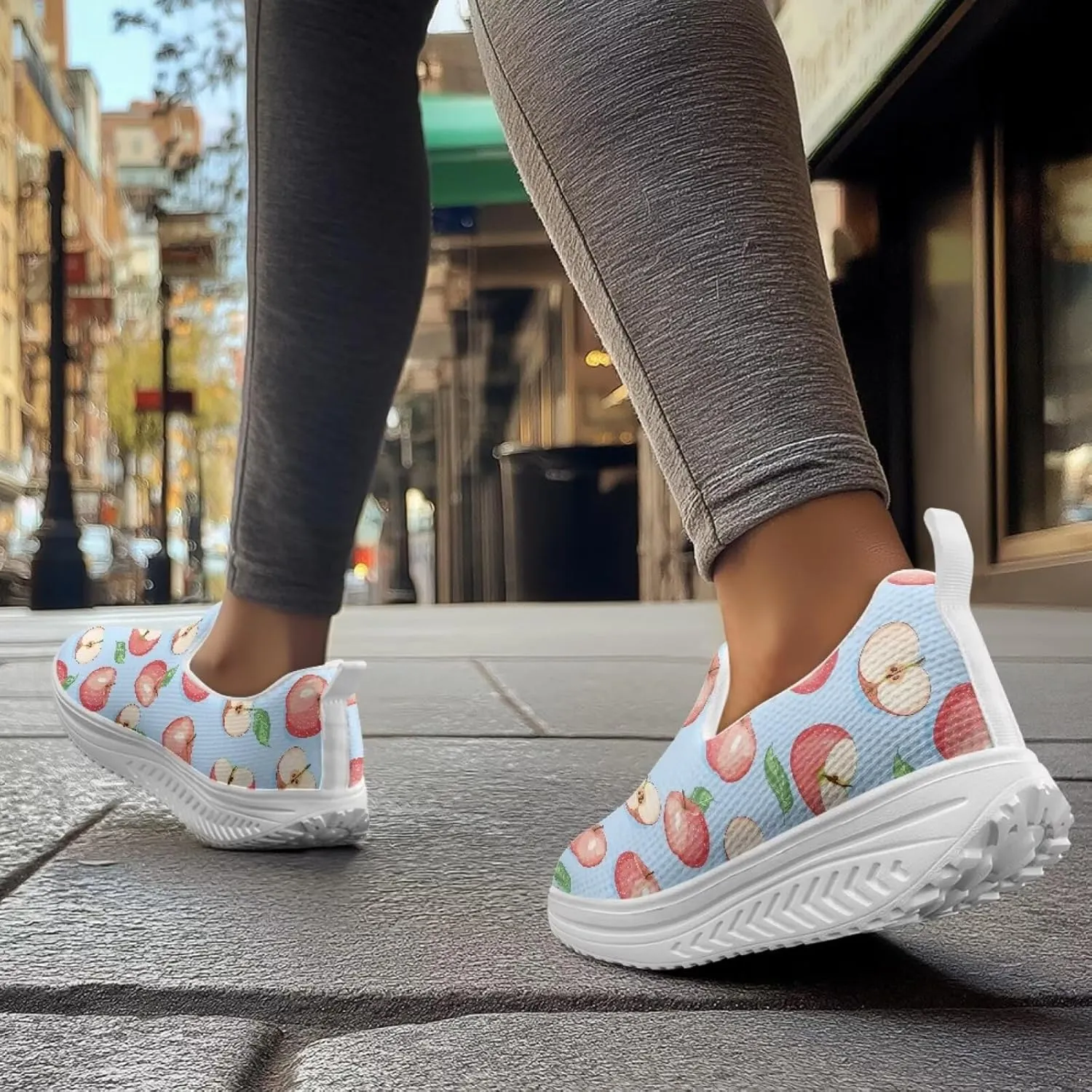 JoyLamoria Gourmet Womens Shoes Soft Comfort for Plantar Fasciitis Fruit Sneakers Mesh Casual Wedge Orthopedic Athletic