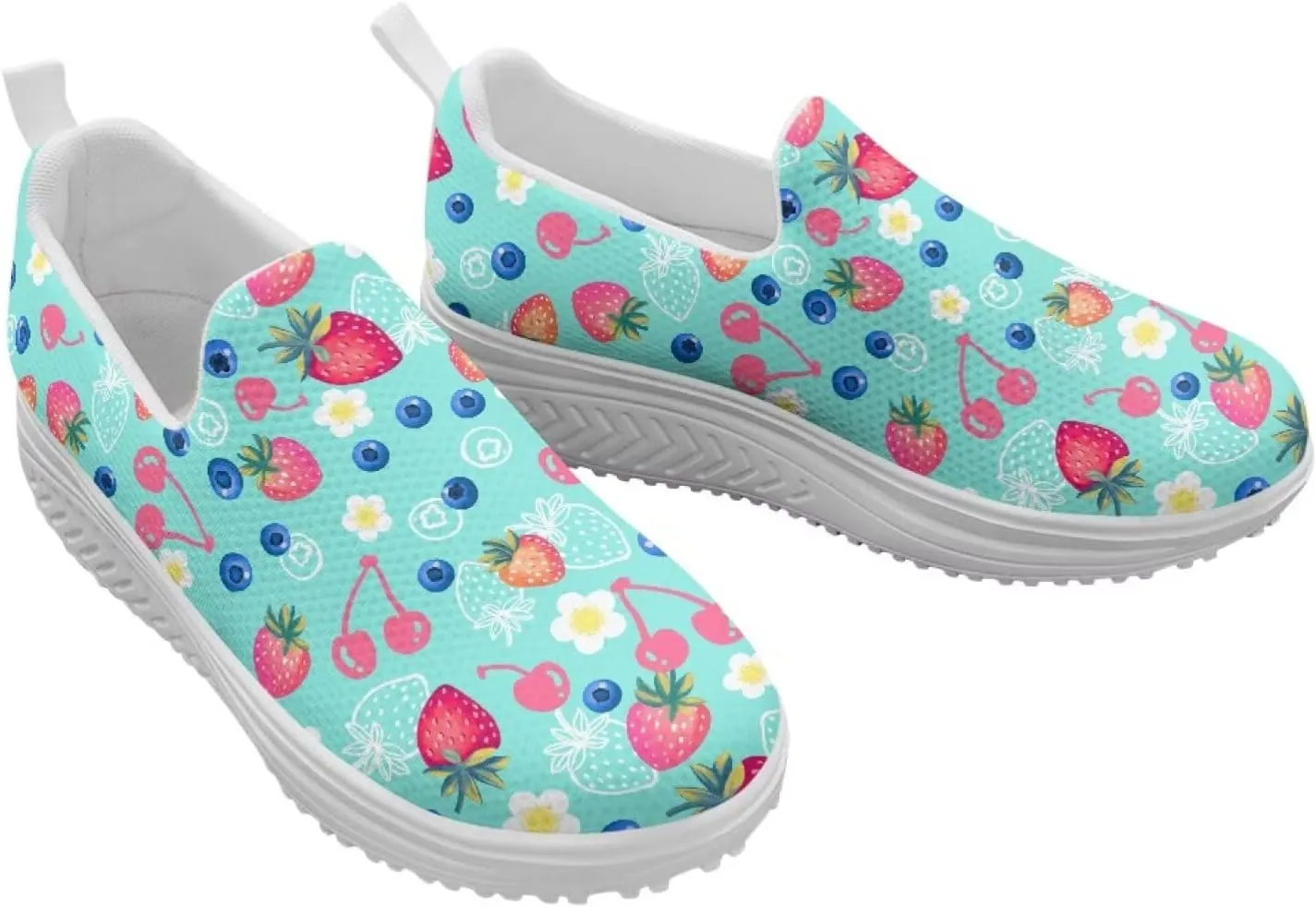 JoyLamoria Gourmet Womens Shoes Soft Comfort for Plantar Fasciitis Fruit Sneakers Mesh Casual Wedge Orthopedic Athletic
