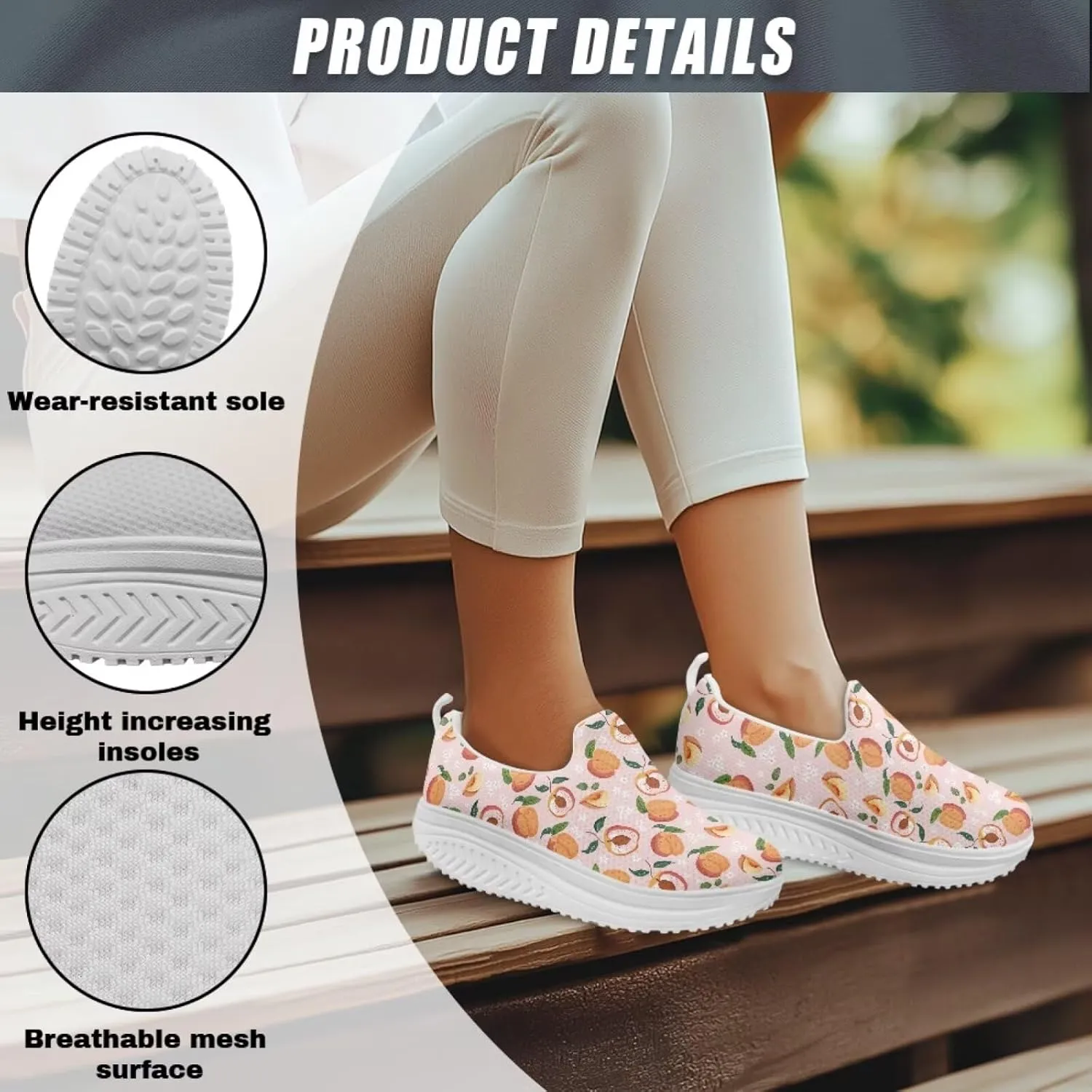JoyLamoria Gourmet Womens Shoes Soft Comfort for Plantar Fasciitis Fruit Sneakers Mesh Casual Wedge Orthopedic Athletic