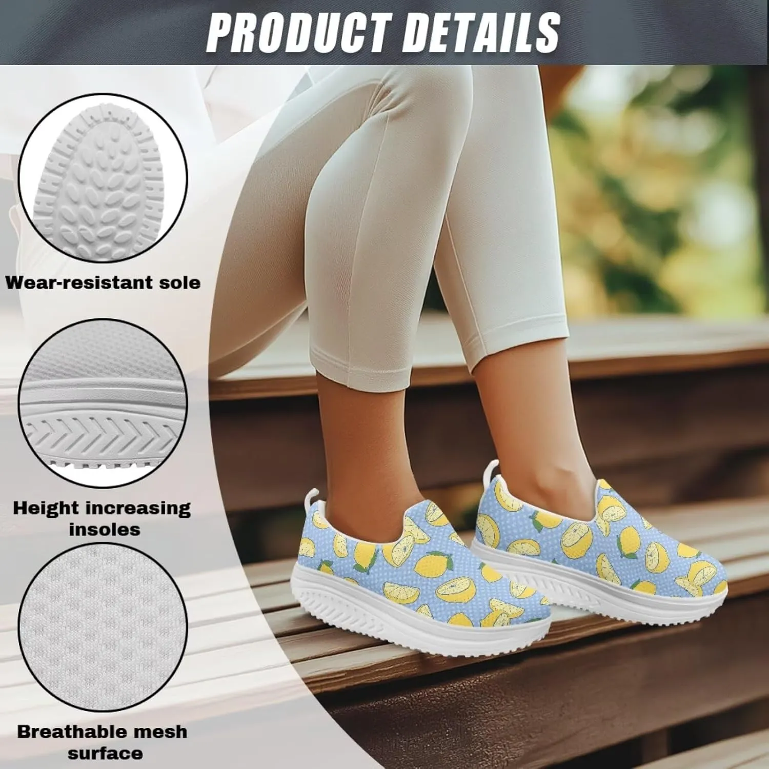 JoyLamoria Gourmet Womens Shoes Soft Comfort for Plantar Fasciitis Fruit Sneakers Mesh Casual Wedge Orthopedic Athletic