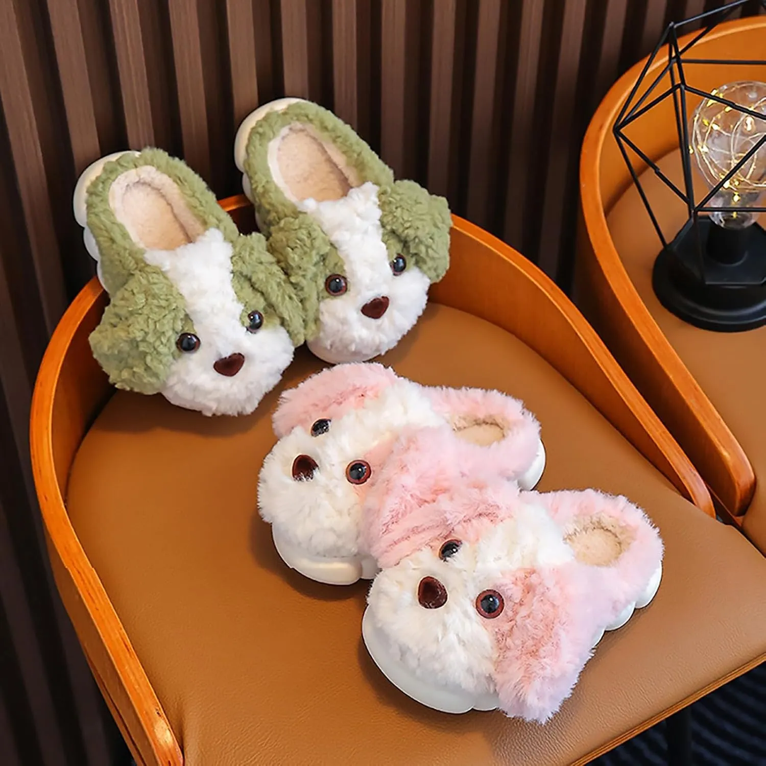 Kids Boys Girls Soft Furry Slippers Cute artoon Dog House Shoes Toddler Winter Warm Indoor Non Slip lats Slippers