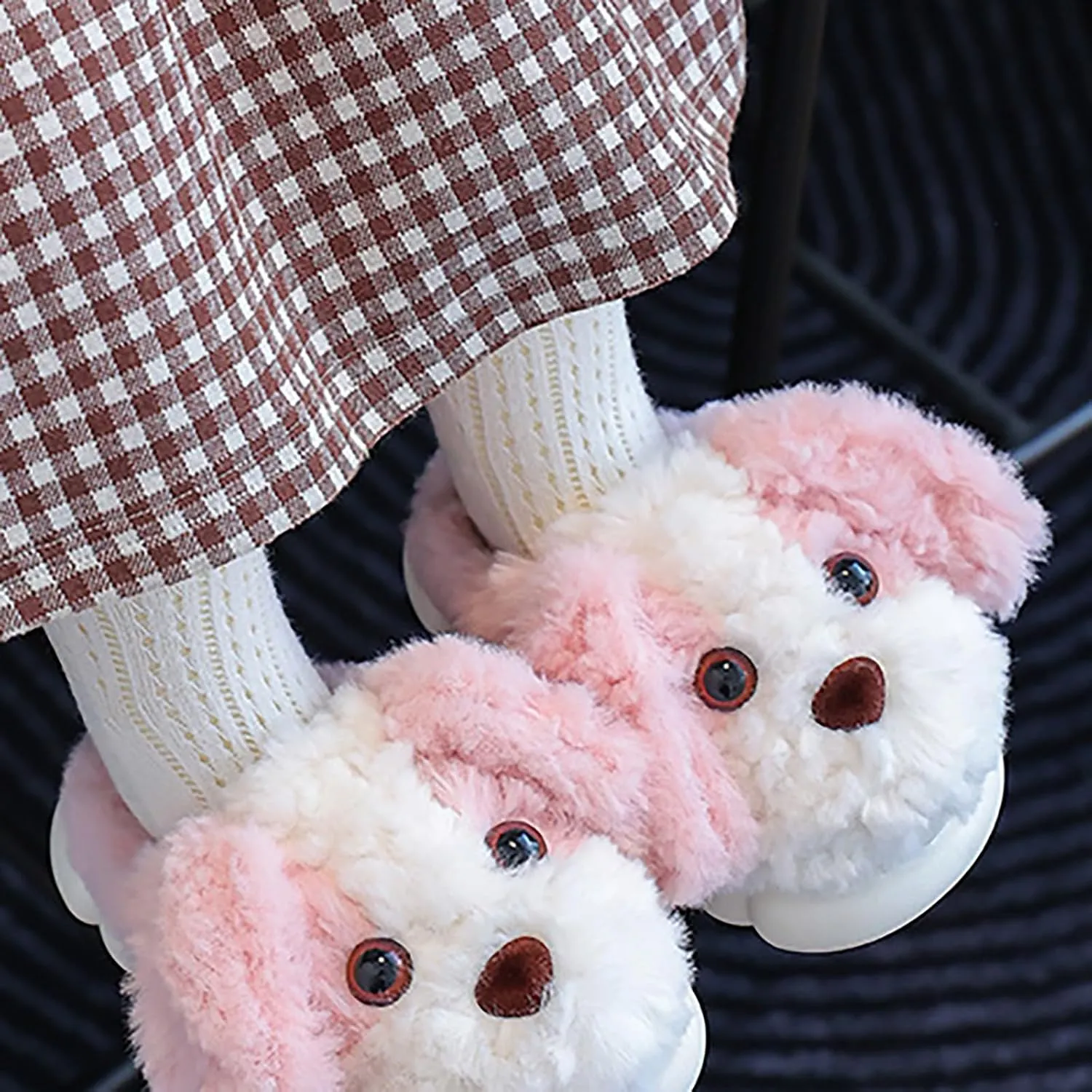 Kids Boys Girls Soft Furry Slippers Cute artoon Dog House Shoes Toddler Winter Warm Indoor Non Slip lats Slippers