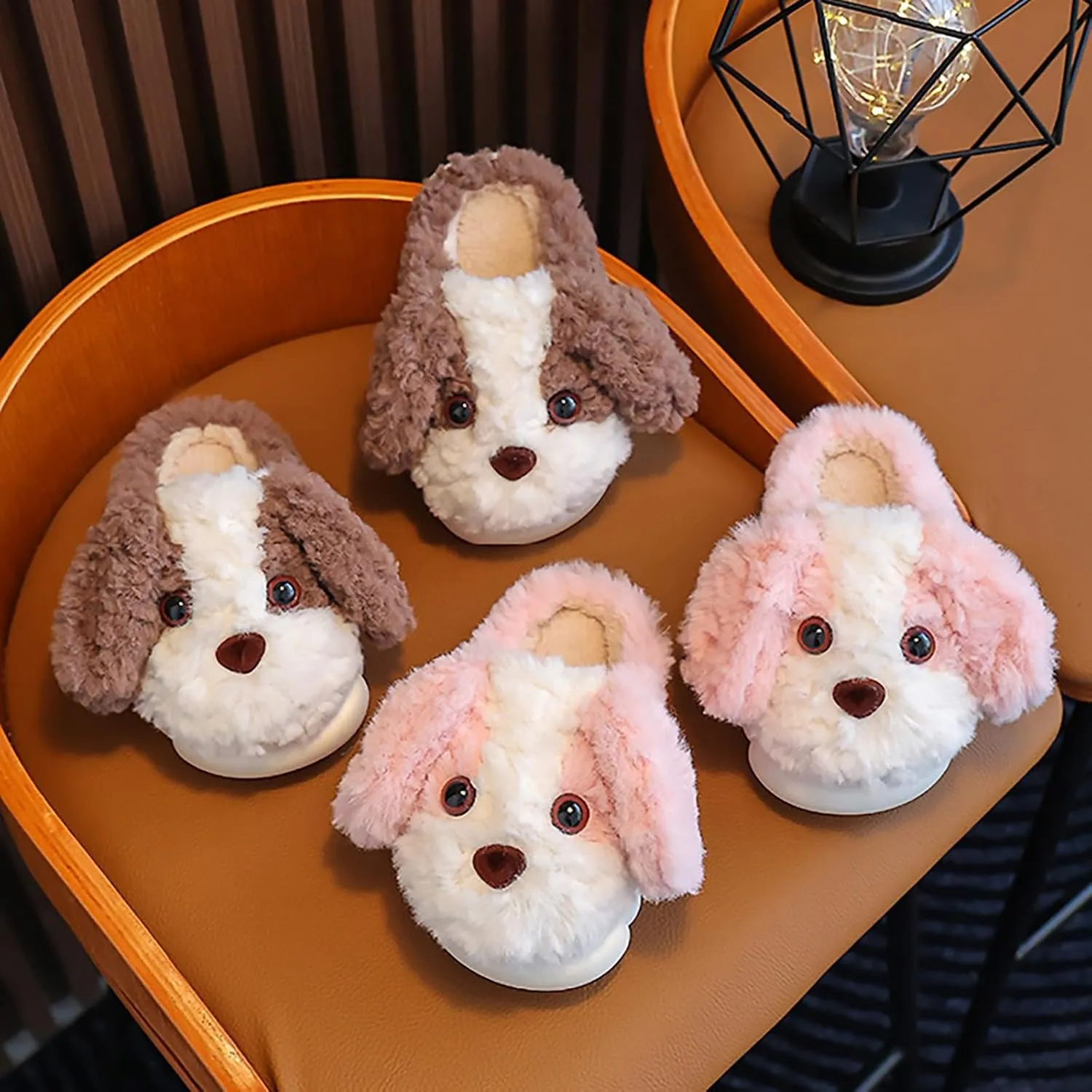 Kids Boys Girls Soft Furry Slippers Cute artoon Dog House Shoes Toddler Winter Warm Indoor Non Slip lats Slippers