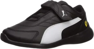 PUMA baby girls Scuderia Ferrari Kart Cat Iii hook and Loop Sneaker, Puma Black-puma White-blazing Yellow, 4 Toddler US