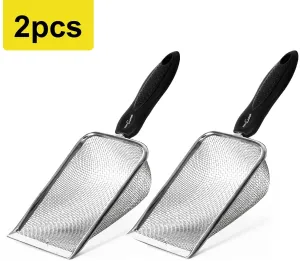 REPTI ZOO 2PCS Reptile Sand Fine Mesh Reptile Scooper Bearded Dragon Sand Shovel Terrarium Substrate Durable Litter Cleaner Corner Scoop Combo Set