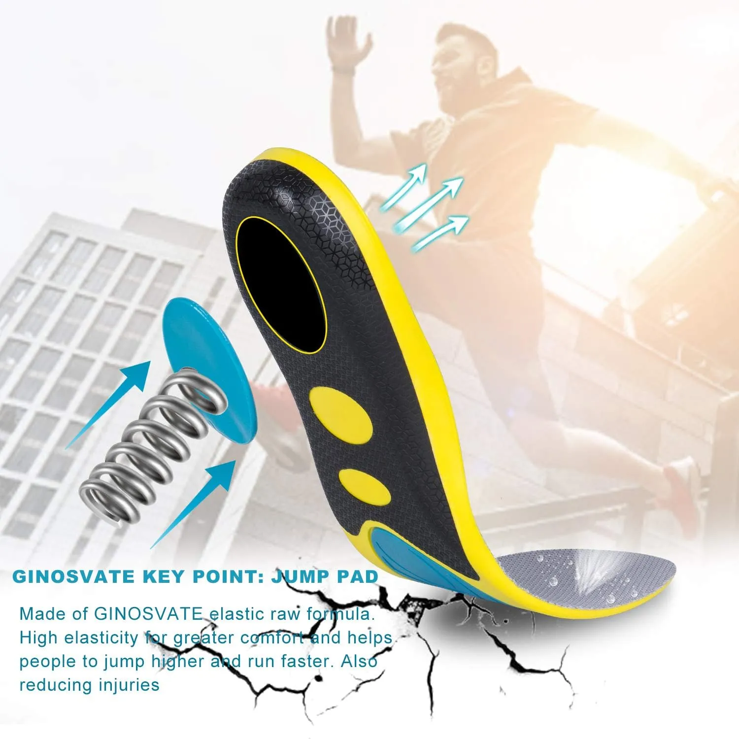 Super Shock Absorption Insoles Which Can Protect Candy from Being Crushed by Car,Plantar Fasciitis Insoles for Men with Arch Support,Heel Pain Relief L