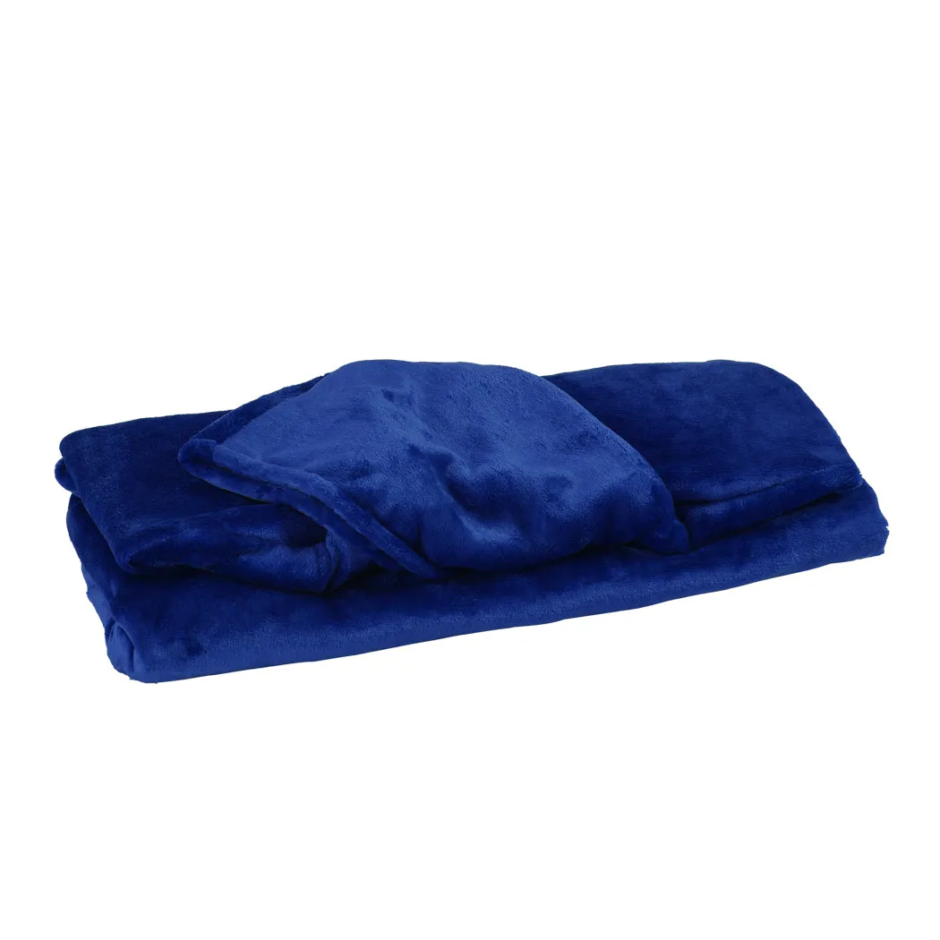 Winona Soft Blanket Plush Warm Fleece Sherpa Hoodie Sweatshirt Huggle Pajamas - Navy