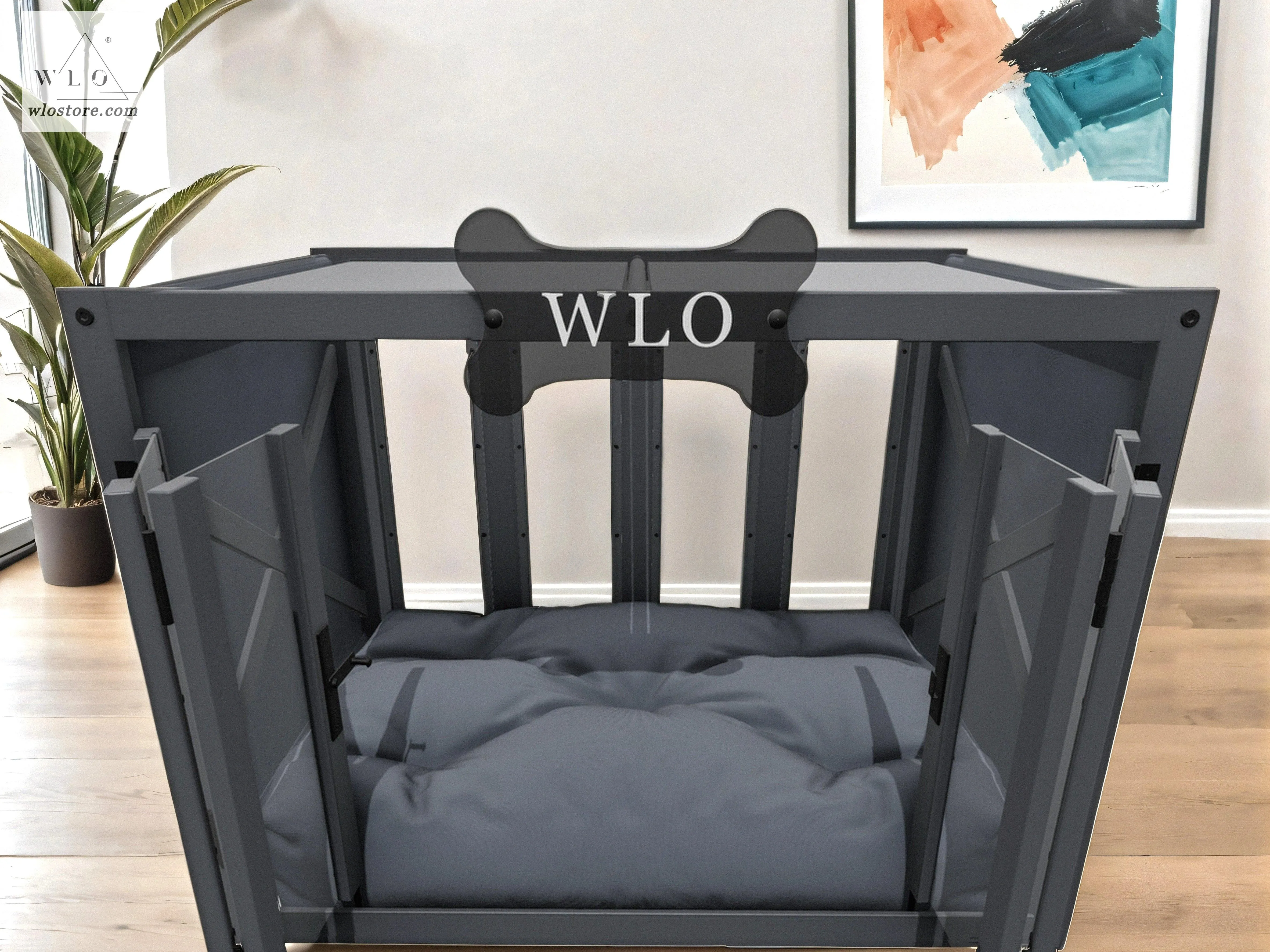 WLO® Gray Pueblo Elevated Modern Dog House
