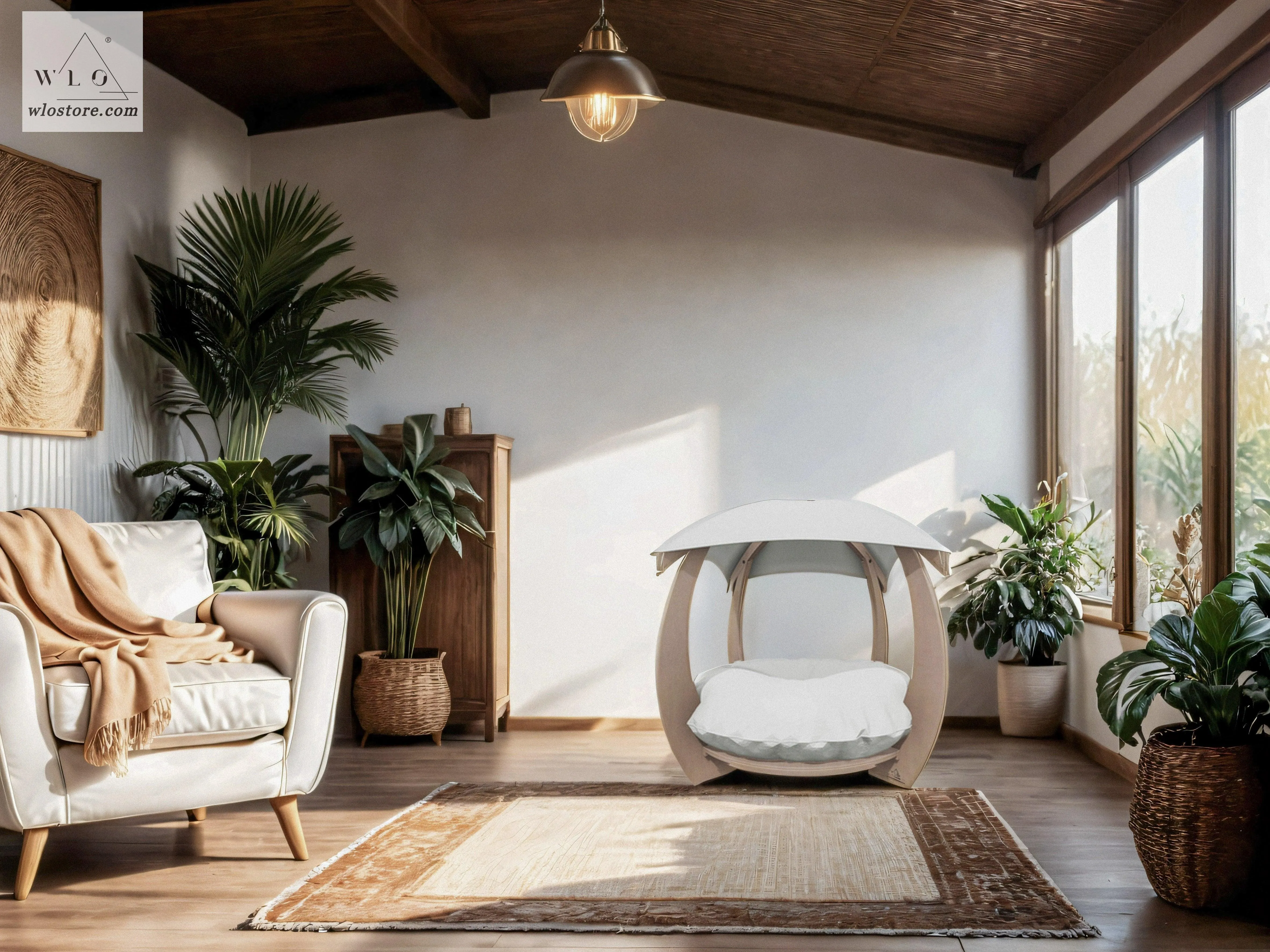 WLO® Natural Circular Modern Dog House
